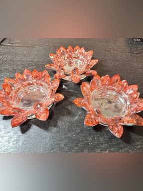 7” Mirrored Faceted Glass Lotus Holder by Valerie Hill Parr QVC in Rose Gold